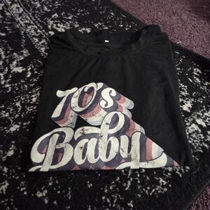 '70s Baby Retro Graphic Tee - Black with Multicolor Print